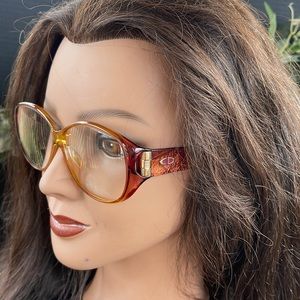 Vintage 80s Christian Dior Amber Translucent Metallic Eyeglasses- Germany